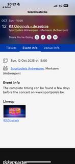 K3 ticket te koop 12/10/2025, Tickets en Kaartjes, Eén persoon
