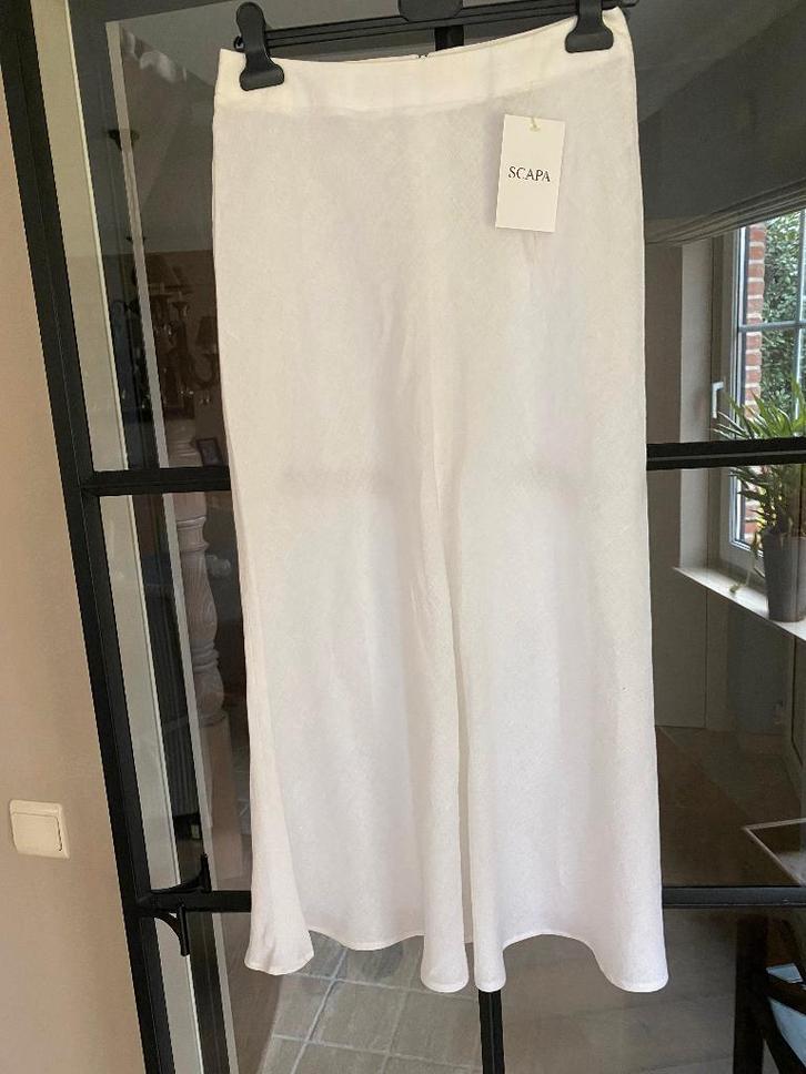 SCAPA lange witte linnen rok - 38/40, Kleding | Dames, Rokken, Nieuw, Maat 38/40 (M), Wit, Onder de knie, Ophalen of Verzenden