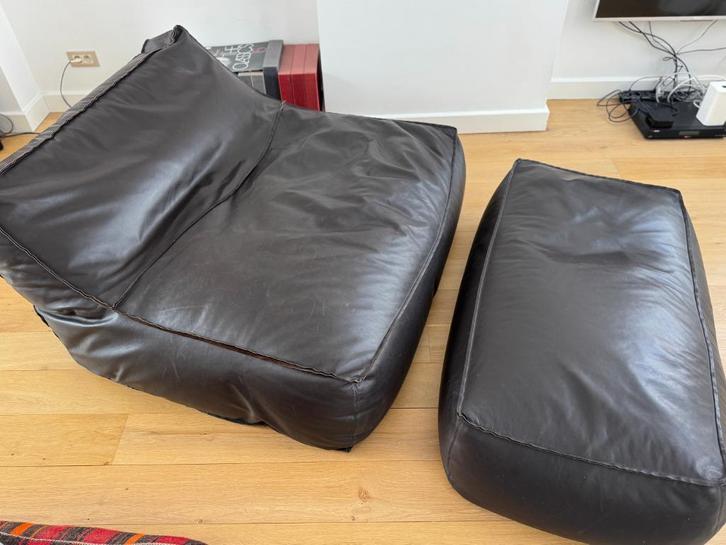 Verzelloni - Zoe XL love seat - lederen lounge zitzak, Huis en Inrichting, Zitzakken, Gebruikt, Zitzak, Bruin, Ophalen