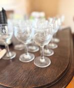 Oude uitgewerkte geëtste wijnglazen, Ophalen of Verzenden