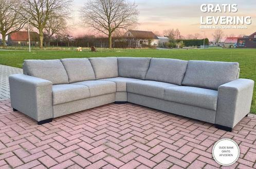 GRATIS LEVERING HEEL BE Mooie Grijs Stoffen Hoekbank, Huis en Inrichting, Zetels | Zetels, Zo goed als nieuw, Hoekbank, Vierpersoons of meer