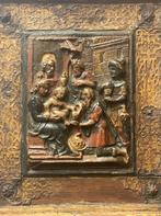 Polychrome Mechelse albast in originele kader  rond 1600, Antiek en Kunst, Ophalen of Verzenden