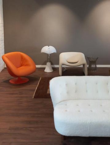 Orange mid-century fauteuils takahama tulipe scarpa platner  beschikbaar voor biedingen