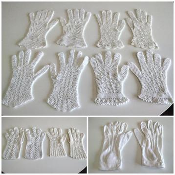  7 anciennes paire de gants en coton et crochet (au choix)