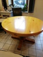 Ronde/ovale tafel 140 cm met verlengstukken massief grenen, Ophalen, Gebruikt, 100 tot 150 cm, 200 cm of meer