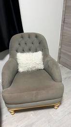 Stijlvolle grijsfluwelen fauteuil – klassiek & comfortabel, Huis en Inrichting, Ophalen, Gebruikt, Eenpersoons