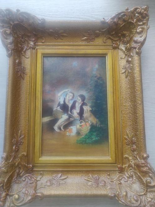 Mooi schilderijtje met 2 kinderen, Antiek en Kunst, Curiosa en Brocante, Ophalen