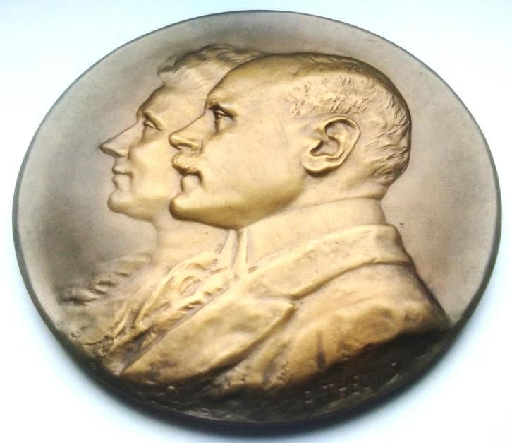 souvenir de wet carton de wiart 1912 P. Theunis, Postzegels en Munten, Penningen en Medailles, Brons, Ophalen of Verzenden