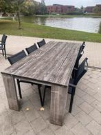 Table d'échafaudage en bois avec 6 chaises, Jardin & Terrasse, Tables de jardin, Enlèvement, Utilisé, Rectangulaire, Autres matériaux