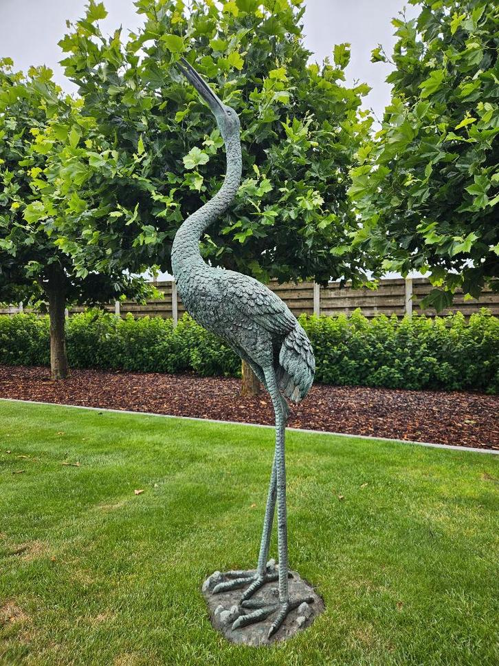 BRONZEN GROTE KRAANVOGEL ZEER LAGE PRIJS KOOPJE TOPPER!!!, Tuin en Terras, Tuinbeelden, Zo goed als nieuw, Dierenbeeld, Overige materialen