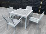 Tuintafel met 4 stoelen, Tuin en Terras, Tuintafels, Ophalen, Zo goed als nieuw