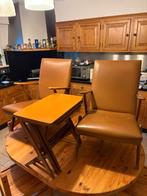 vintage stoelen (cognac kleur) met bij zettafel, Enlèvement, Comme neuf, Autres couleurs, Deux