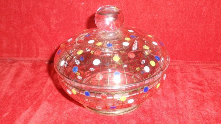 Jaren 1950 bonbon schaal / vide poch glas met bolletjes, Antiek en Kunst, Antiek | Glaswerk en Kristal, Ophalen of Verzenden