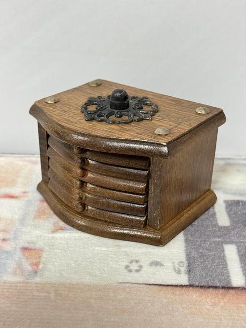 Vintage onderzetters frans + houder kistje hout onderzetter, Antiek en Kunst, Curiosa en Brocante, Ophalen of Verzenden