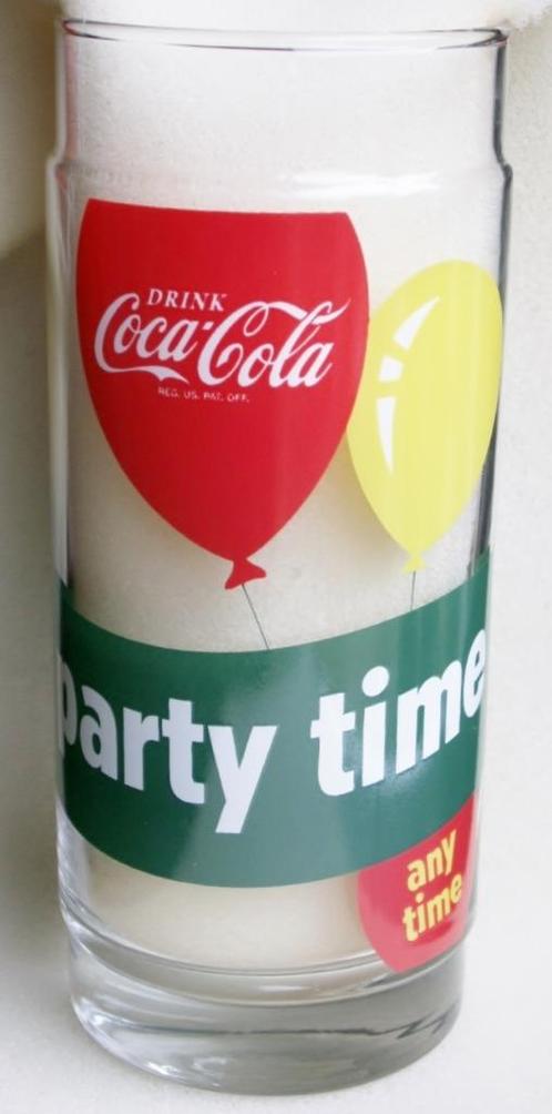 Coca Cola glas Party time contour flesje in glas en Coca-Col, Verzamelen, Glas en Drinkglazen, Nieuw, Ophalen of Verzenden