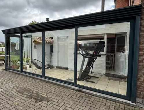 Veranda - groen - aluminium, Doe-het-zelf en Bouw, Raamkozijnen en Schuifdeuren, Gebruikt, Schuifpui, Aluminium, 150 tot 225 cm
