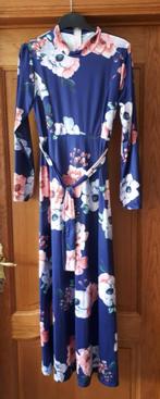 Lange jurk - paars/roze bloemenprint - lange mouwen - maat L, Kleding | Dames, Jurken, Maat 42/44 (L), Onder de knie, Zo goed als nieuw