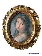 julie lebrun-imprimé en soie- 70x61, Antiquités & Art, Art | Autres Art, Enlèvement ou Envoi