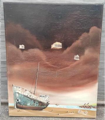 huile sur toile signe beschikbaar voor biedingen