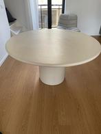 Table à manger ronde 140 cm - écru microskin - parfait état, 100 à 150 cm, Cinq personnes ou plus, Rond, Comme neuf