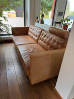 Zetel leder, Huis en Inrichting, Ophalen, Gebruikt, Klassevolle camel zetel, Driepersoons