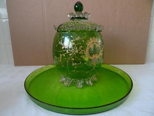 Punch bowl antieke punch bowl glazen punch bowl verguld 1930, Antiek en Kunst, Antiek | Glaswerk en Kristal, Ophalen of Verzenden