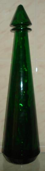vintage siervaas met dop, jaren'70, Minder dan 50 cm, Groen, Glas, Gebruikt