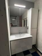 Wit glanzend badkamermeubel 80cm met ledverlichting en kraan, Ophalen, Gebruikt, 50 tot 100 cm, Minder dan 100 cm