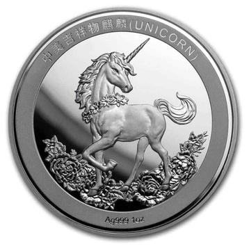 Unicorn - Eenhoorn 25-jarig jubileum 1 oz zilver China 2019 beschikbaar voor biedingen