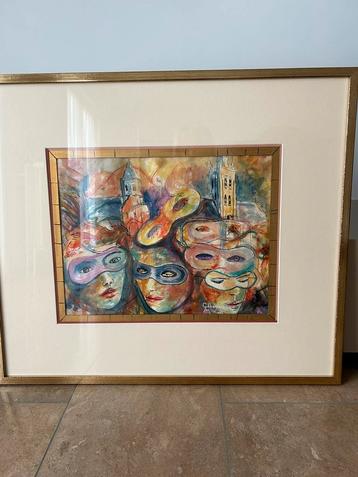 Geschilderd op doek 72/63 cm - KARNAVAL -  120,-€ beschikbaar voor biedingen