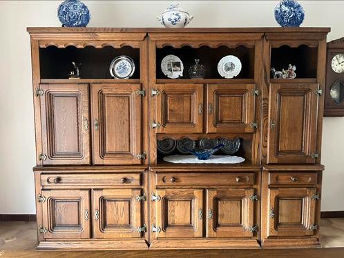 Volledige eiken eetplaats met tafel, Huis en Inrichting, Complete eetkamers, Gebruikt, 6 tot 8 stoelen, Ophalen