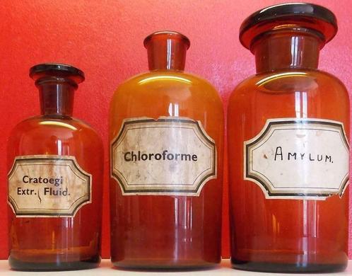 3 Apotheek Apotheek Flessen - In perfecte staat., Antiek en Kunst, Curiosa en Brocante, Ophalen of Verzenden
