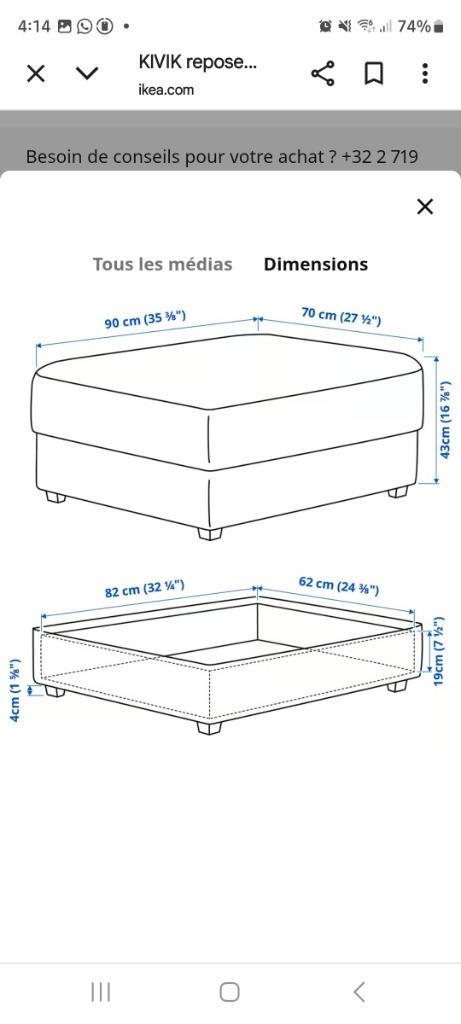 Kivik IKEA voetsteun met opbergruimte, Huis en Inrichting, Zetels | Voetbanken en poefs, Zo goed als nieuw, 50 tot 75 cm, 75 tot 100 cm