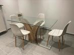 Table de salle a manger avec 4 chaises, Maison & Meubles, Quatre personnes, 150 à 200 cm, Comme neuf, Verre