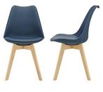 Paar blauwe Scandinavische eetkamerstoelen, Ophalen, Zo goed als nieuw, Blauw