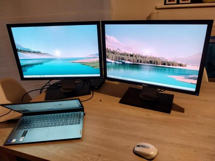 werkstation dell 2 monitoren en docking station, Computers en Software, Monitoren, Gebruikt, DisplayPort, DVI, HDMI, USB-C, VGA