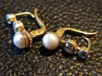 Boucles d'oreilles Or 18K perle brillants, Comme neuf, Avec pierre précieuse, Or, Envoi