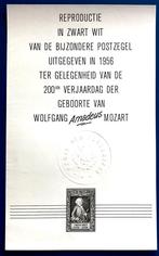 1956 Feuillet Noir et Blanc Mozart, Timbres & Monnaies, Timbres | Europe | Belgique, Neuf, Autre, Envoi, Non oblitéré
