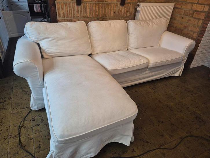 IKEA EKTORP hoekbank — witte afneembare hoes, Huis en Inrichting, Zetels | Zetels en Chaises Longues, Zo goed als nieuw, Ophalen