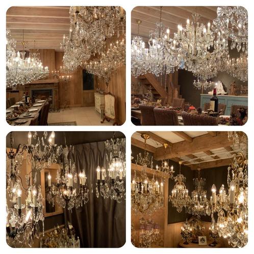 GROTE collectie OUDE  kroonluchters met KRISTALLEN !!!, Antiek en Kunst, Antiek | Verlichting, Ophalen