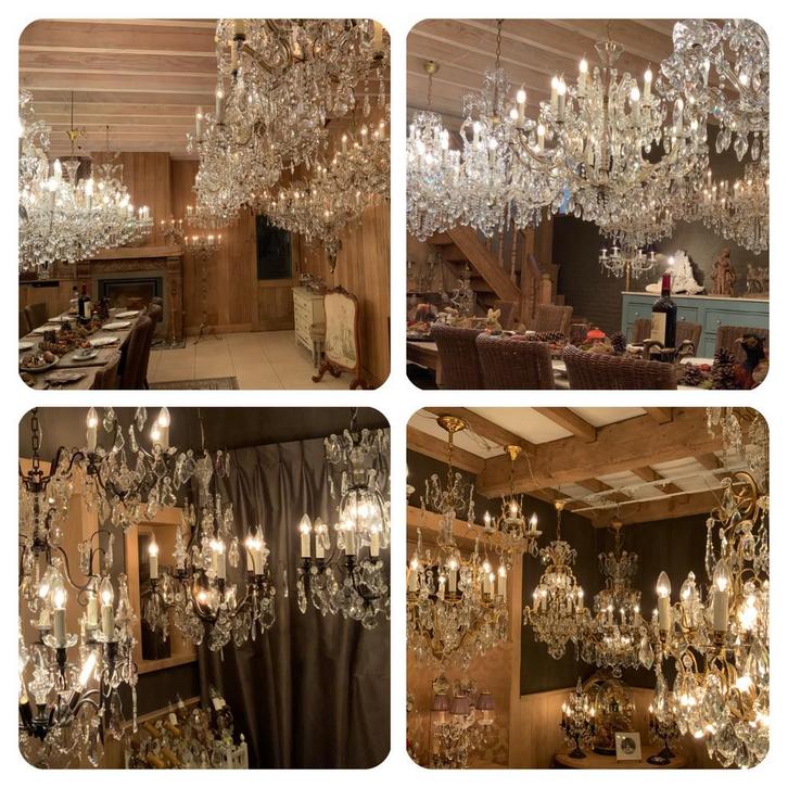 GROTE collectie OUDE  kroonluchters met KRISTALLEN !!!, Antiek en Kunst, Antiek | Verlichting, Ophalen