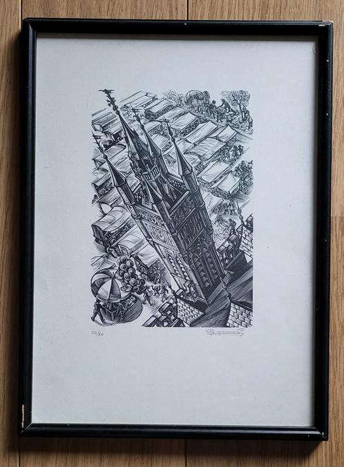 Origineel grafisch werk - Gerard Gaudaen– 56/70 – gesigneerd, Antiek en Kunst, Kunst | Litho's en Zeefdrukken, Ophalen