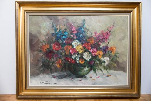 Nature morte florale de J.J. Foulon - beau format, Antiek en Kunst, Kunst | Schilderijen | Klassiek, Ophalen