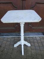 bijzettafel eikenhouten poot met marmer blad, Ophalen, Gebruikt, 60 cm of meer