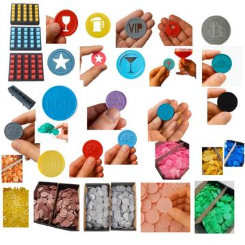 Jetons en plastique - pièces de paiement - 20 couleurs - 20, Enlèvement ou Envoi, Waaltjes8, 3920 Lommel, Info@pro-plastics.be