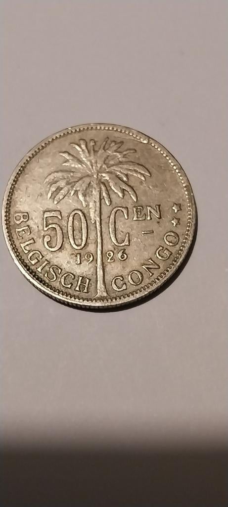 Belgisch Congo 50 cent 1926, Verzenden, Metaal, Losse munt