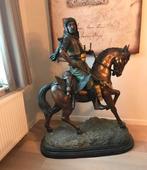 Bronzen beeld Arabische ruiter op paard., Antiek en Kunst, Ophalen