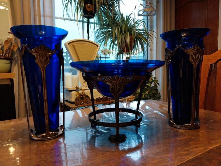 kobaltblauwe vazen, Antiek en Kunst, Antiek | Glaswerk en Kristal, Ophalen