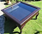 table de salon carrée en teck, 50 tot 100 cm, Minder dan 50 cm, Gebruikt, Glas