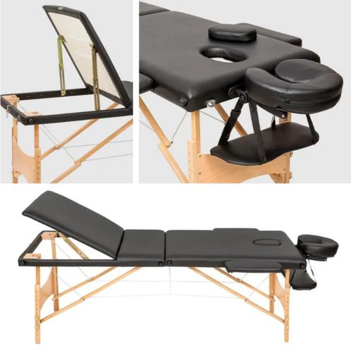 Nieuwe opvouwbare houten massagetafel met 3 zones, Sport en Fitness, Massageproducten, Nieuw, Massagetafel, Ophalen of Verzenden